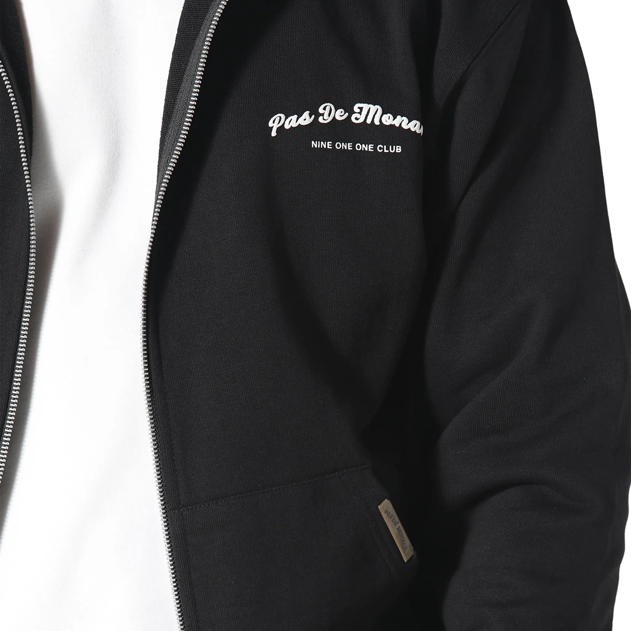 Detailed View of Pas De Monaco Noir Carrera Black Zip-Up Hoodie PKK22S009-Q11